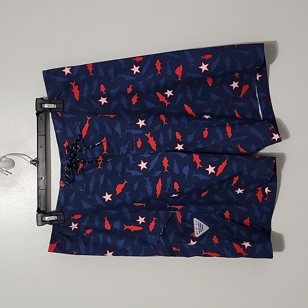 Columbia PFG Swim Trunks Red☆White☆Blue☆Men's Size 34